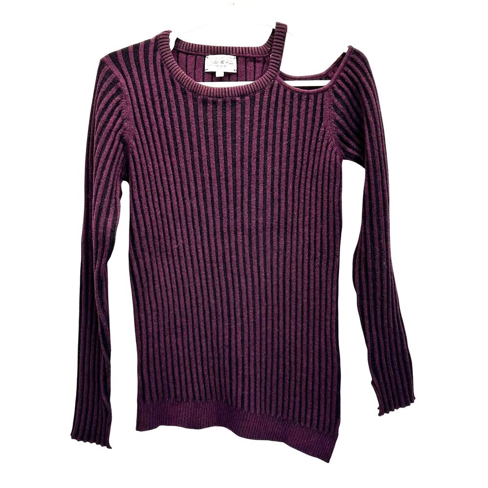 Feel The Piece by Terre Jacobs Sweater Ribbed One Open Shoulder XS/S Purple